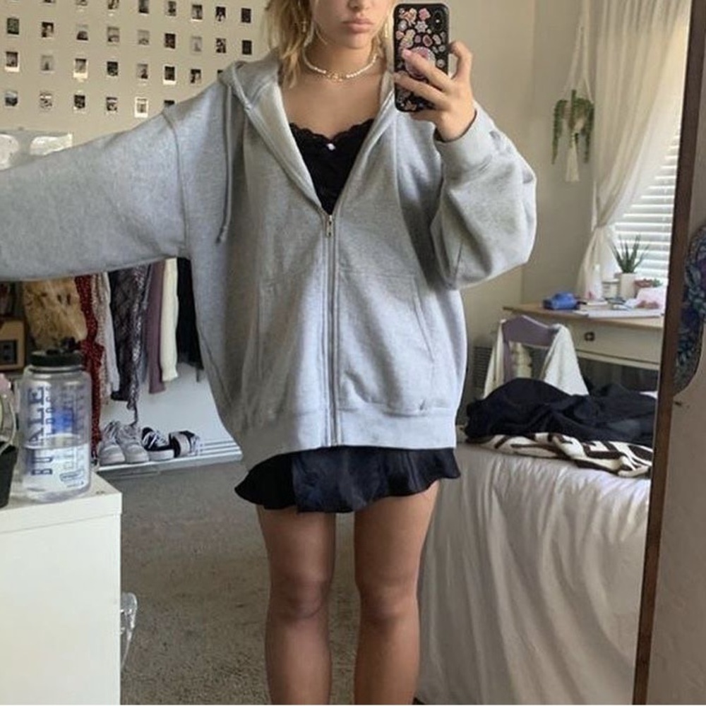 oversized brandy gray zip up